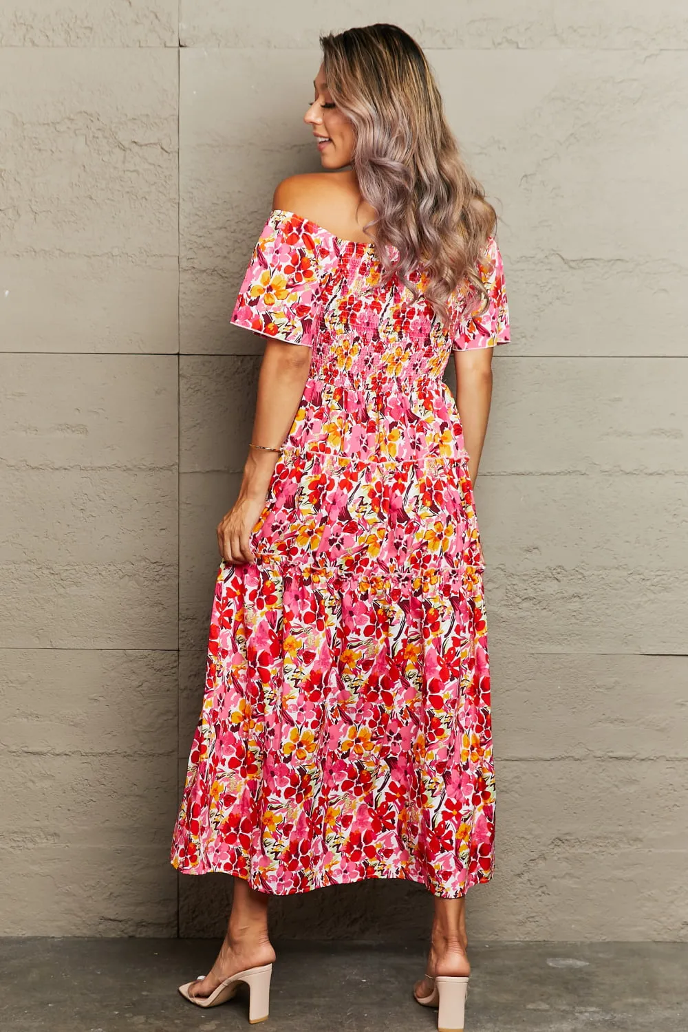 🌸 Floral Off-Shoulder Frill Trim Maxi Dress 🌸