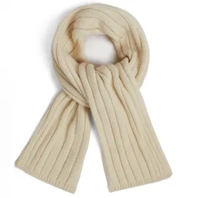 100% Merino Wool Chunky Knit Wide Rib Scarf - Cream