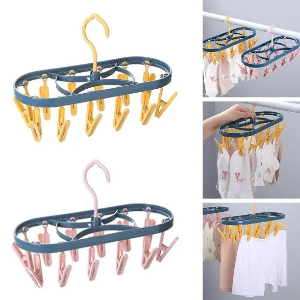 12 Clip Underwear Socks Drying Hanger - ( Pack Of 2 )