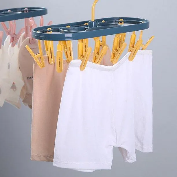 12 Clip Underwear Socks Drying Hanger - ( Pack Of 2 )