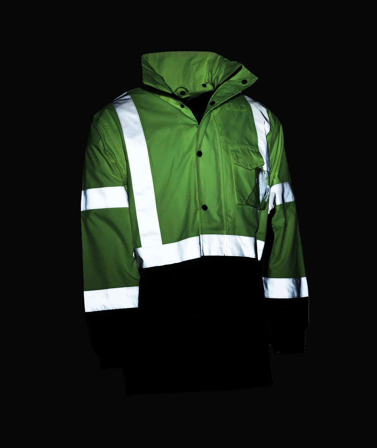 431STLB Safety Jacket: Hi-Vis Parka Coat: Breathable Waterproof Hooded: 2-Tone Lime