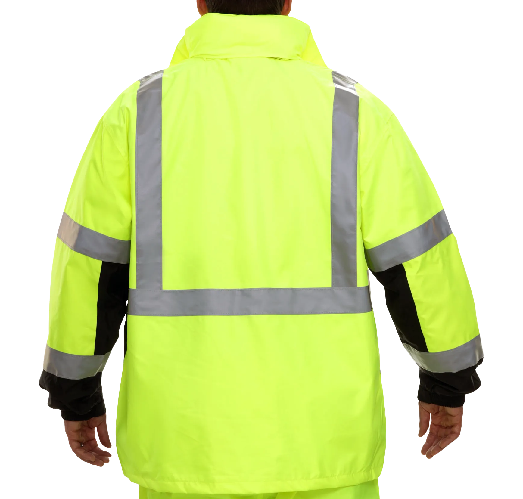 431STLB Safety Jacket: Hi-Vis Parka Coat: Breathable Waterproof Hooded: 2-Tone Lime