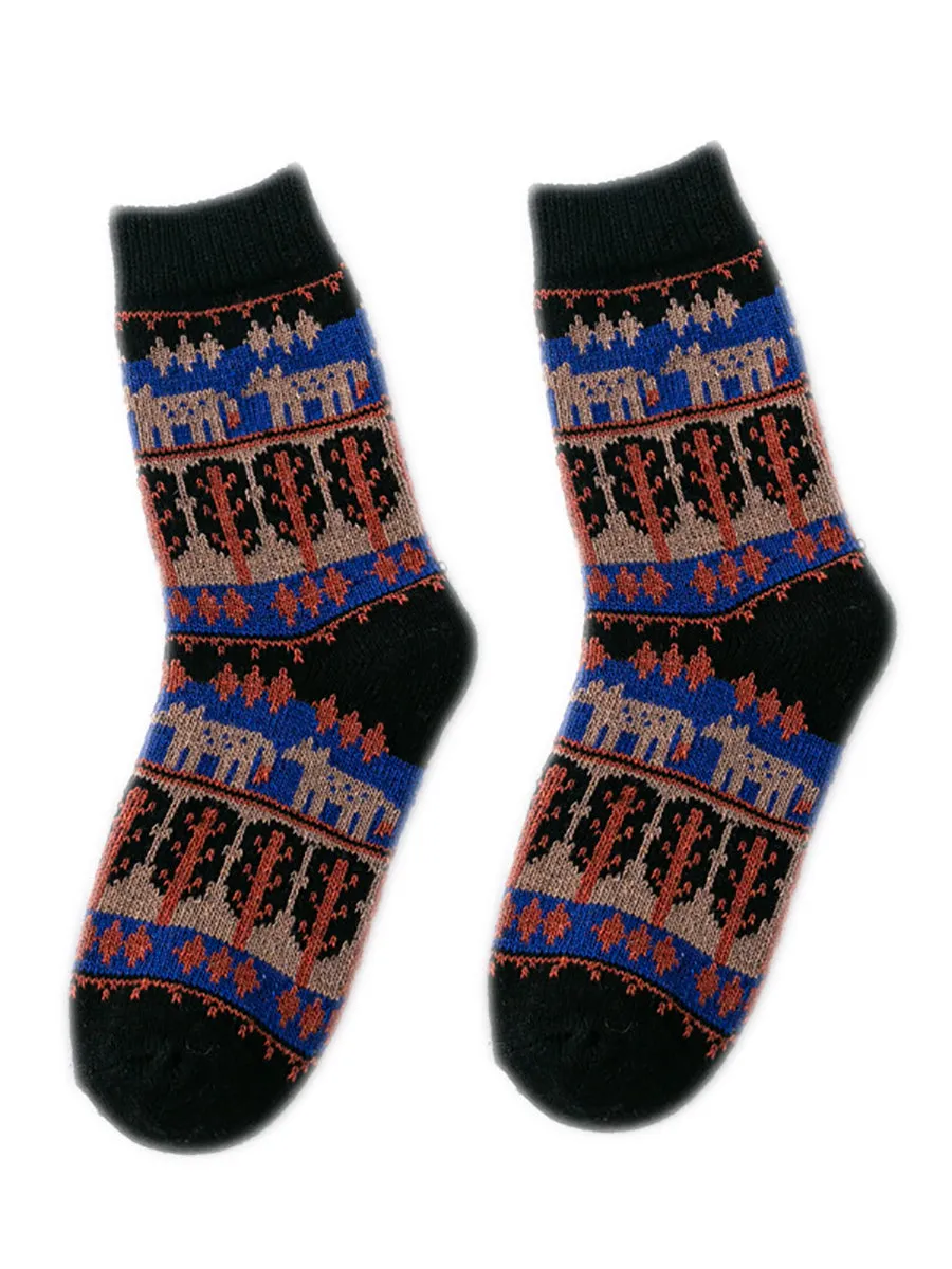 5 Pairs Women Winter Ethnic Wool Socks AS1019