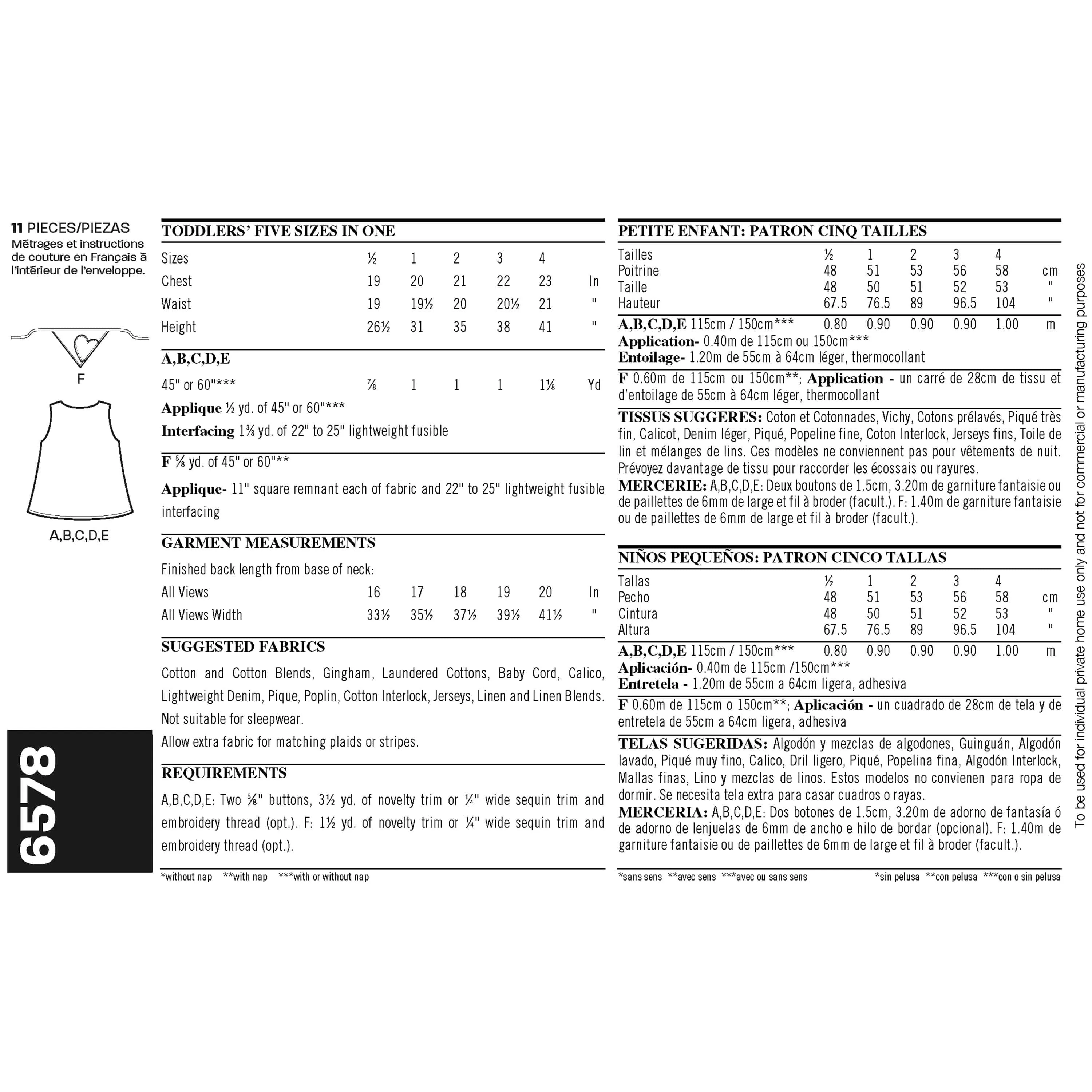 6578 Toddler Dresses