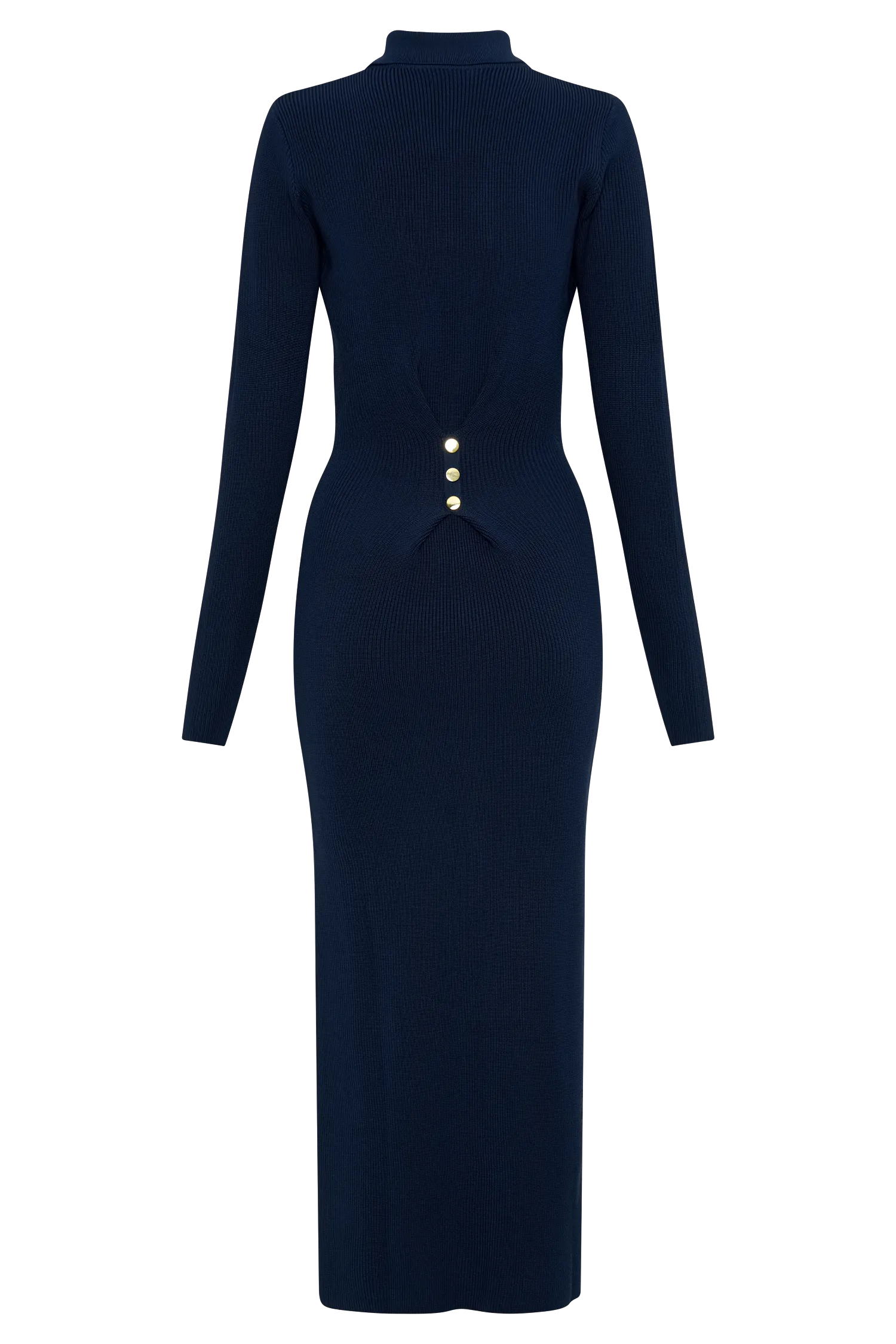 Abbey Buttoned Knit Midi Dress - Navy