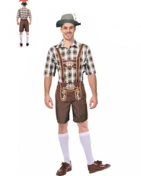 Adult Oktoberfest Brown Lederhosen Bavarian Beer Man Costume