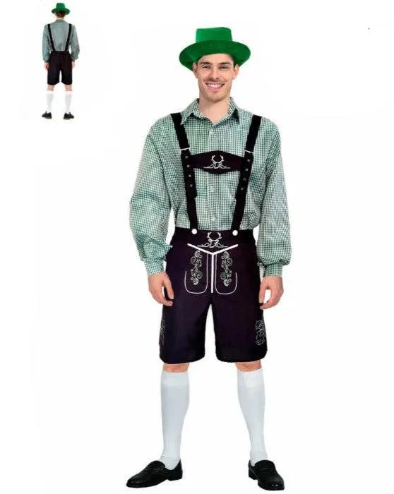 Adult Oktoberfest Green Lederhosen Bavarian Beer Man Costume