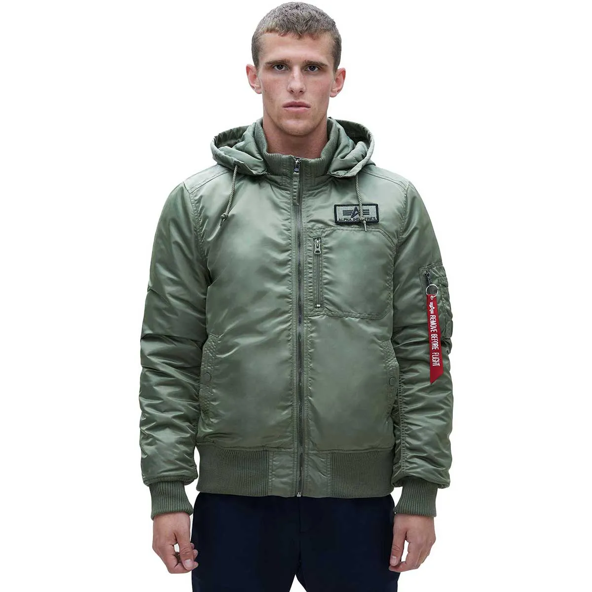 Alpha Industries Men's Sage MA-1 Hooded Rib Flight Jacket