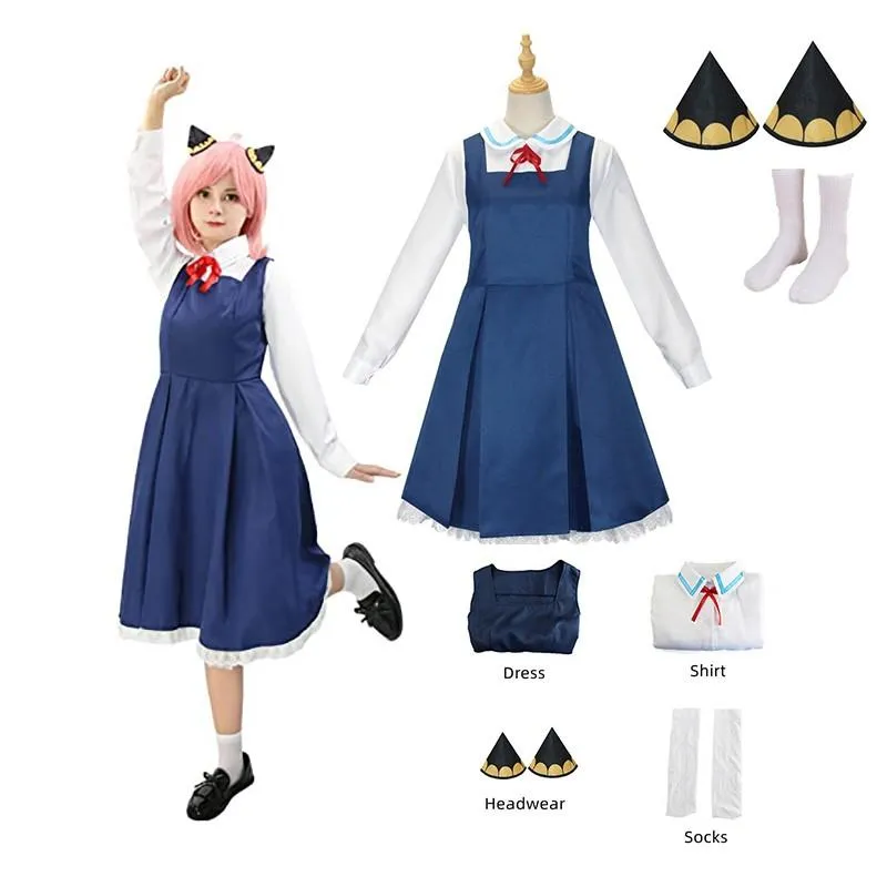 Anime SPY×FAMILY Anya Forger Blue White Dress Cosplay