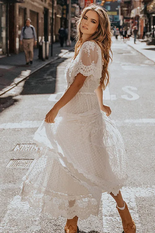 Awaken My Love Lace Short Sleeve Maxi Dress