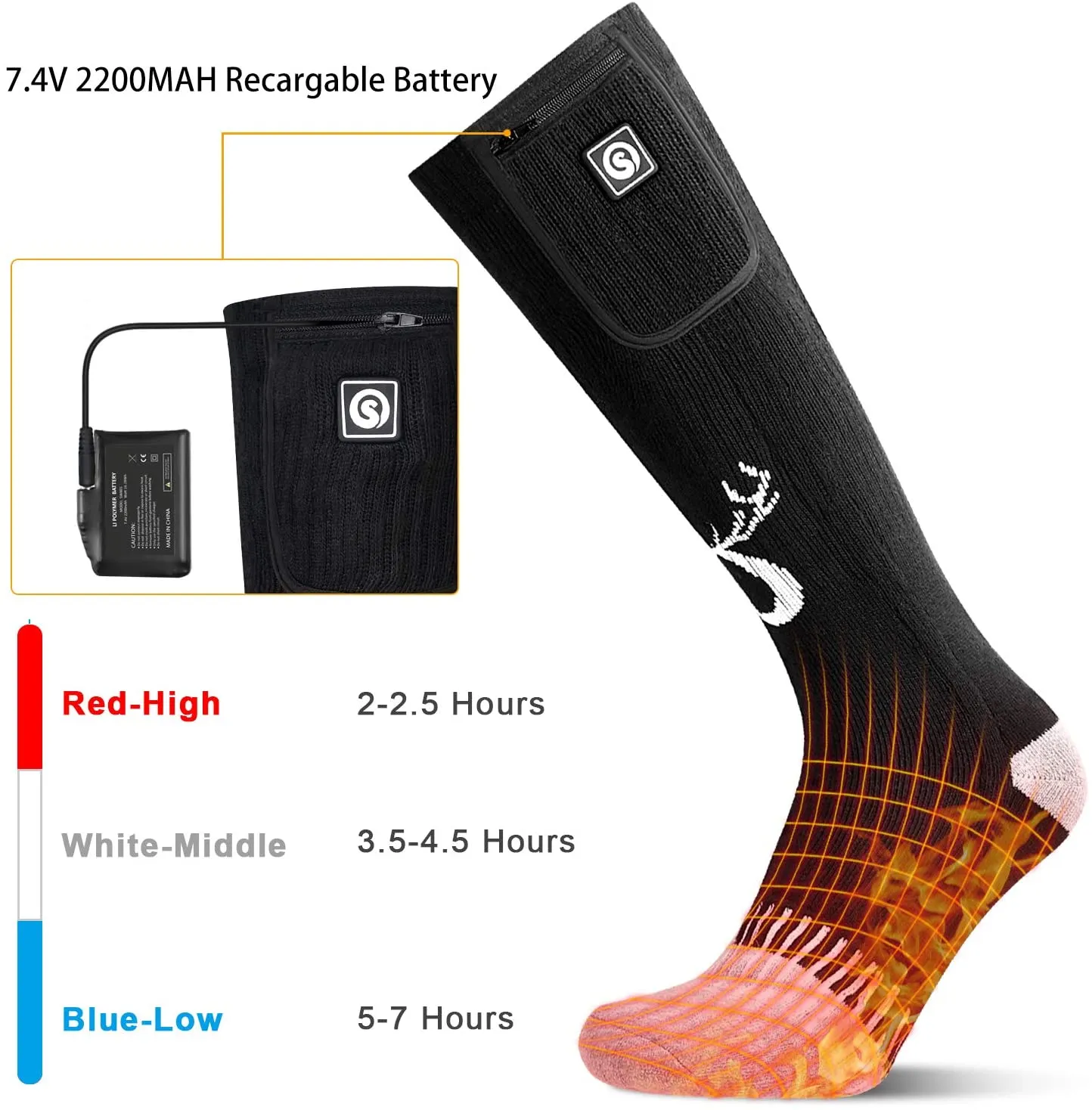 Battery Powered Cold Weather Heated Sock