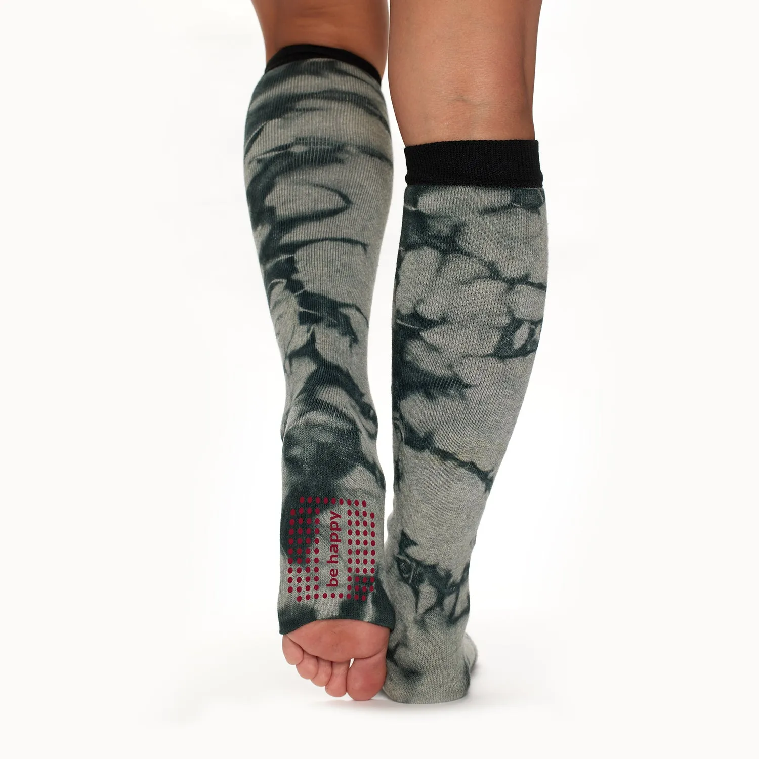 Be Happy Grip Leg Warmers (Black Tie Dye)