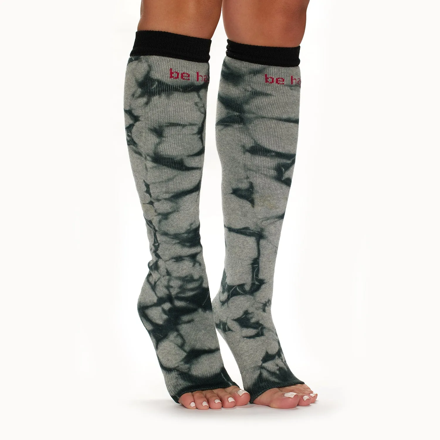 Be Happy Grip Leg Warmers (Black Tie Dye)