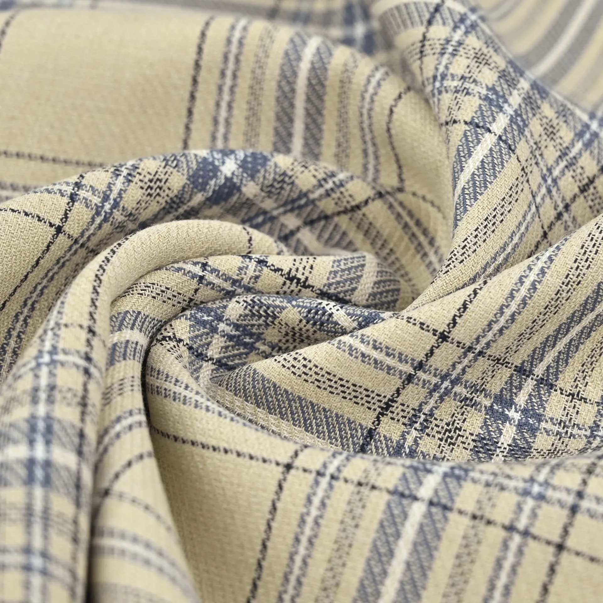 Beige and Blue Coating Fabric 5625