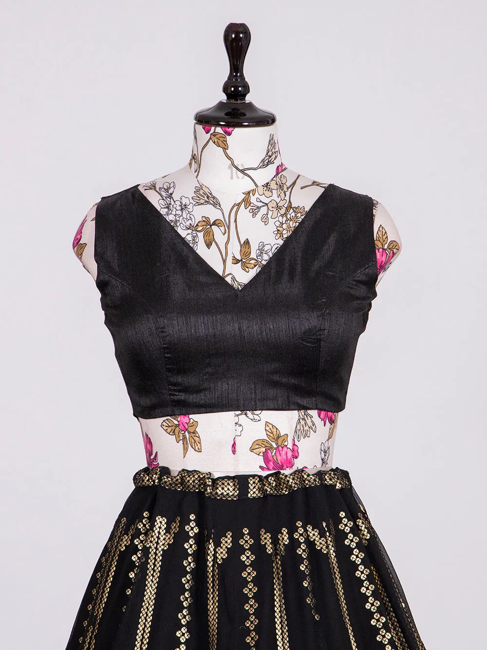 Black Color Sequins Embroidery Georgette Lehenga