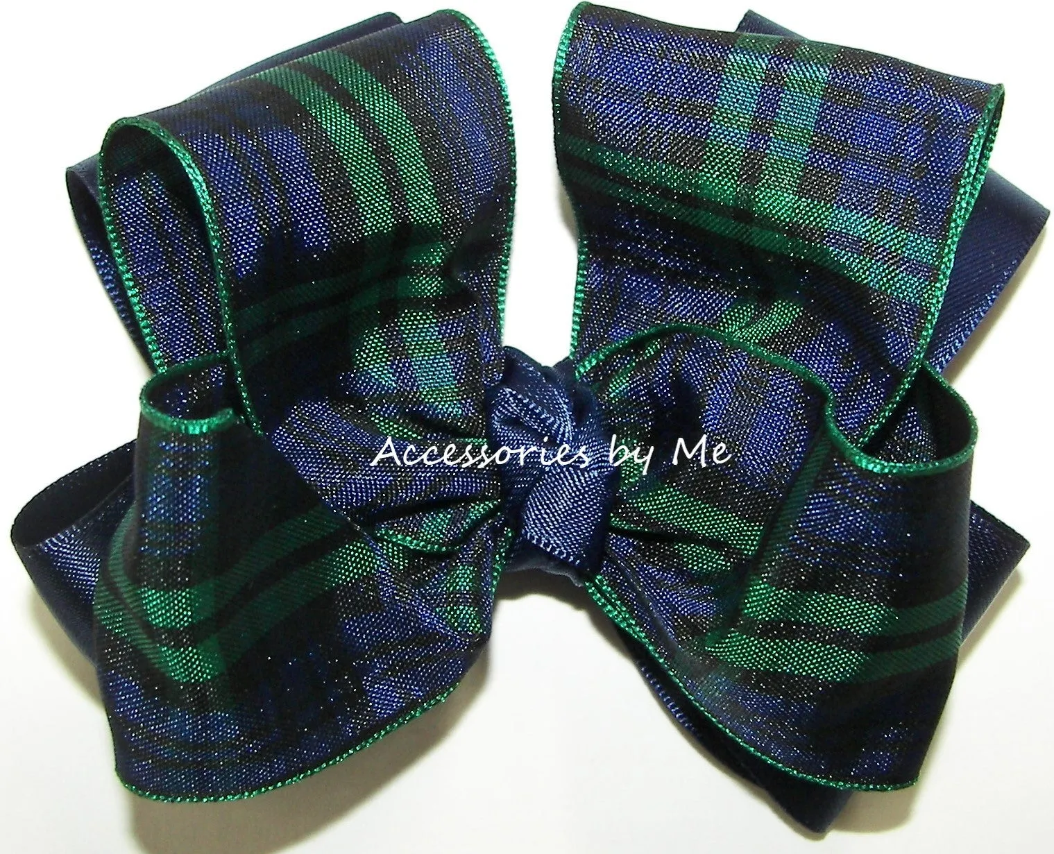 Blackwatch Plaid Navy Blue Green Bow Socks