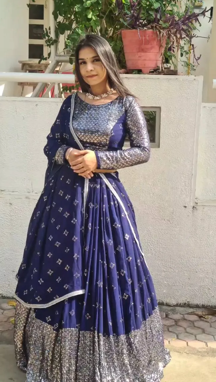 Blue Color Sequence Work Fancy Lehenga Choli