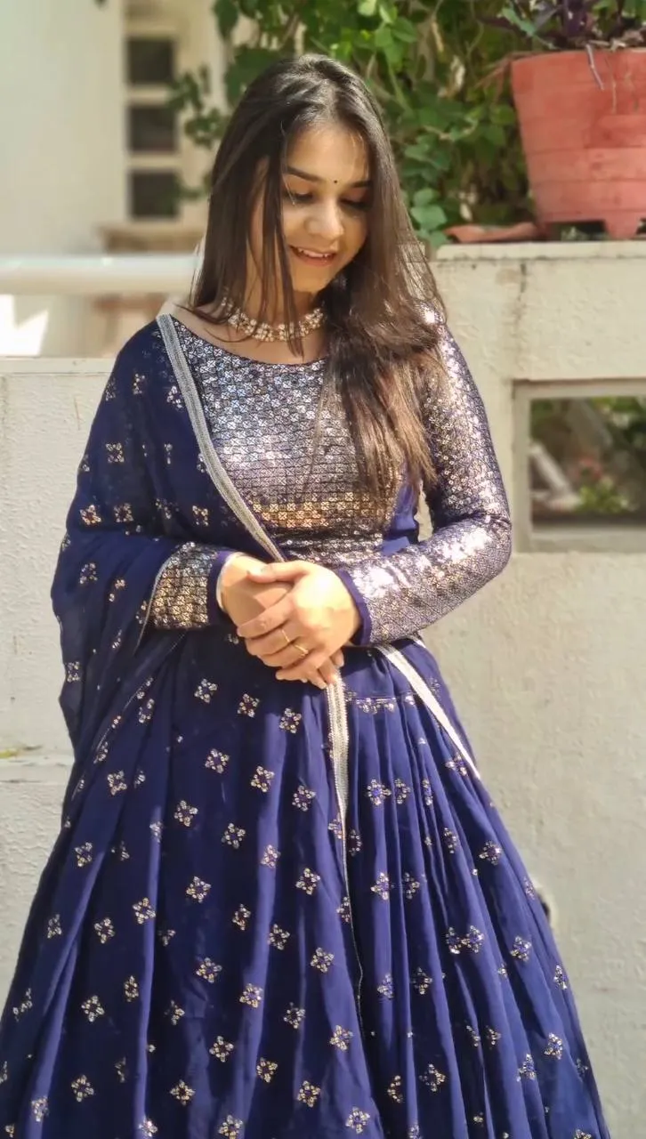 Blue Color Sequence Work Fancy Lehenga Choli