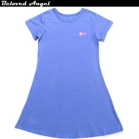 Blue Polka Dot Knit Dress