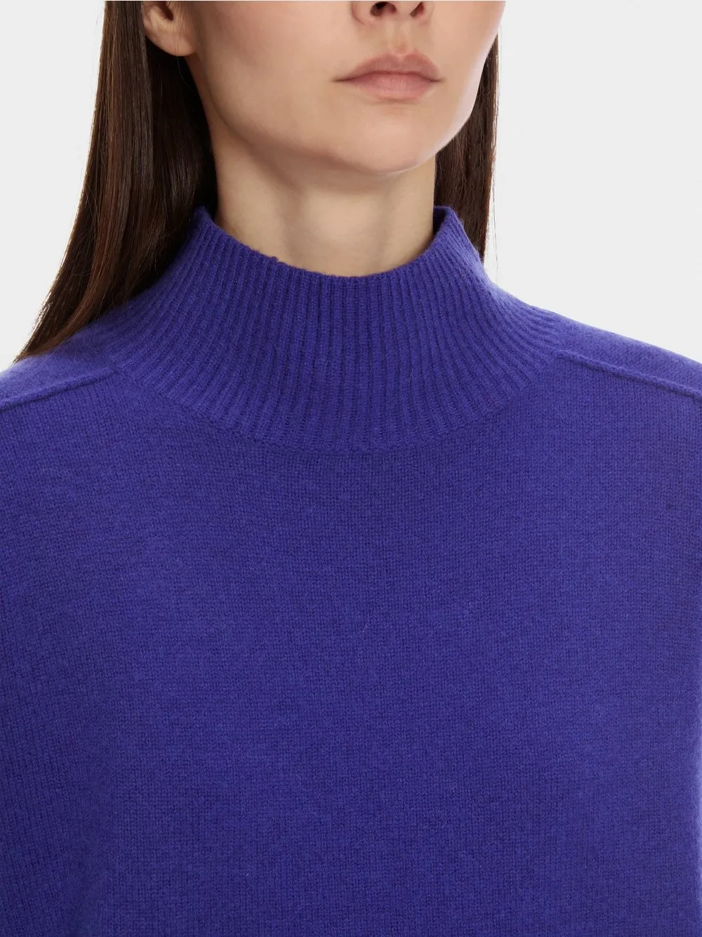 Bright Violet Cashmere Blend Polo Neck Sweater