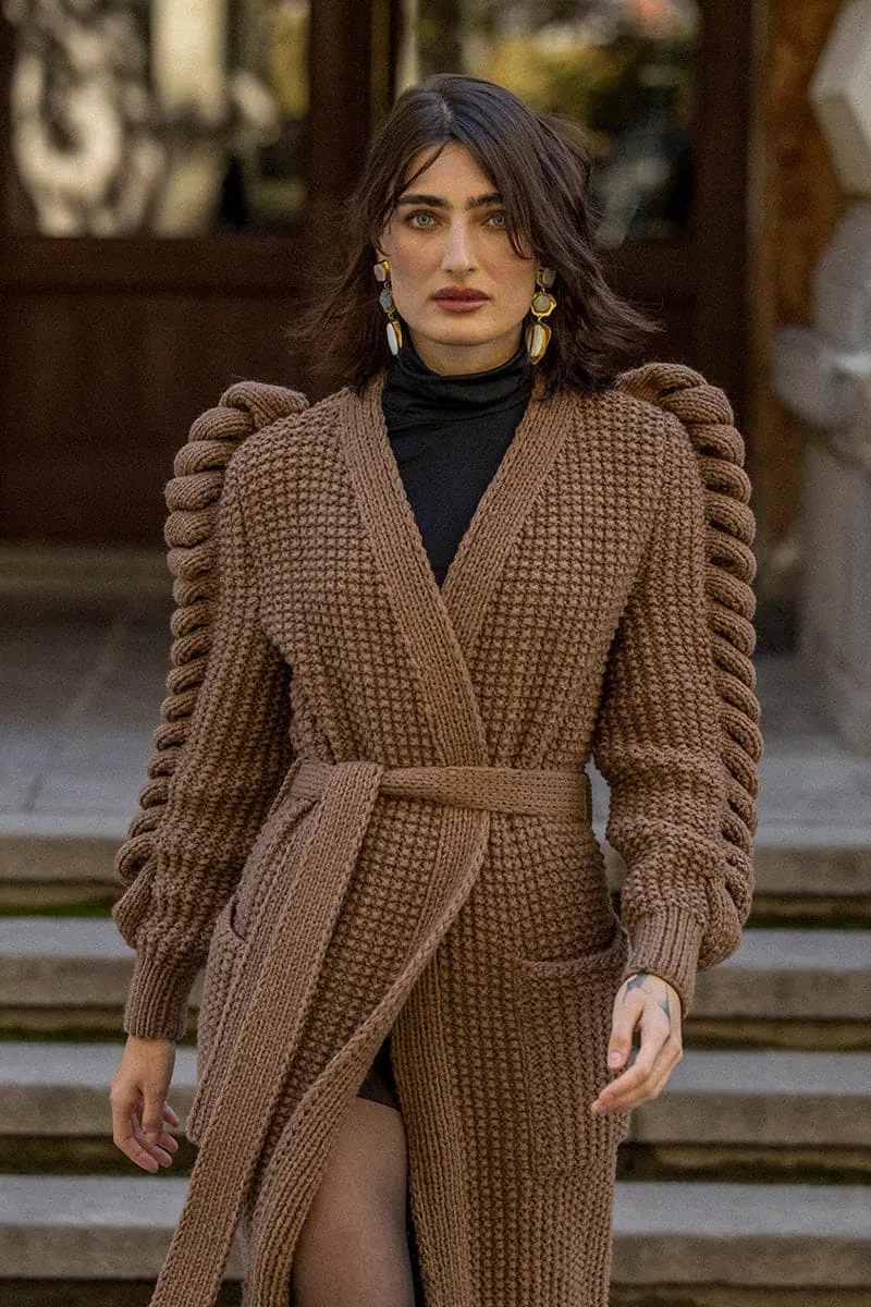 BROWN HAND KNITTED COAT