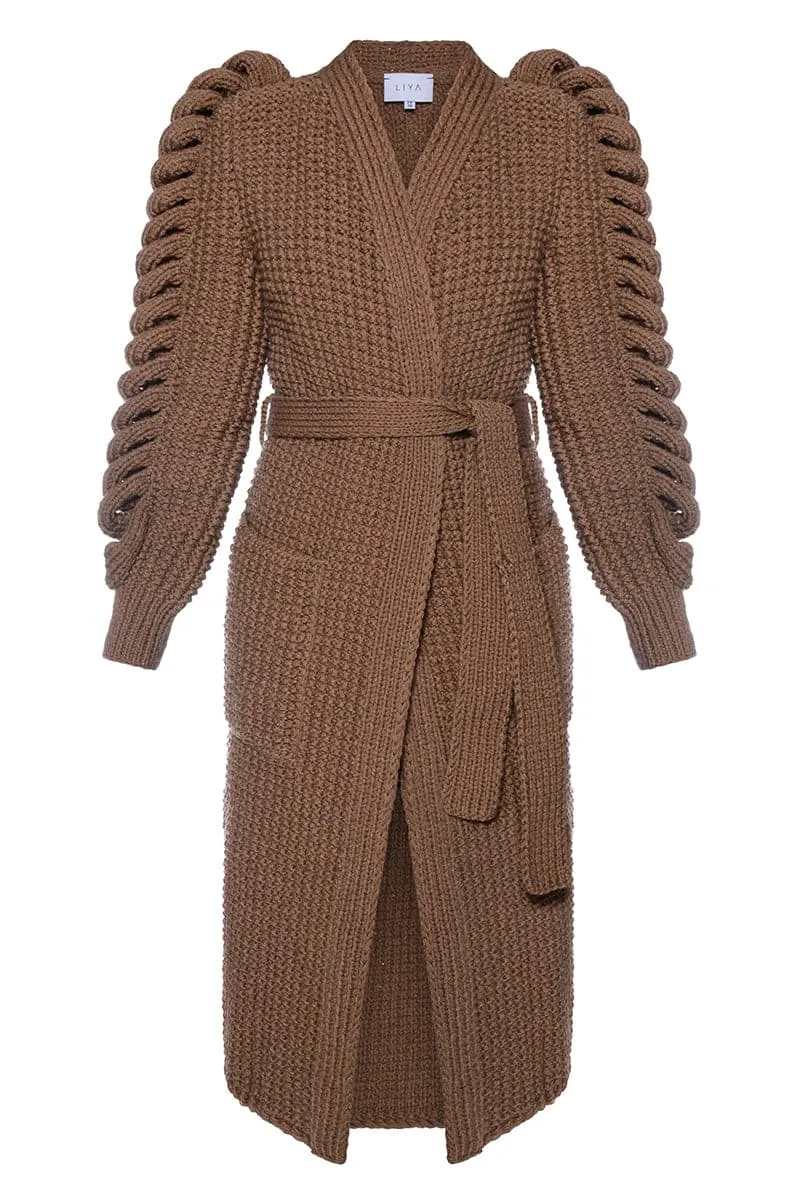 BROWN HAND KNITTED COAT