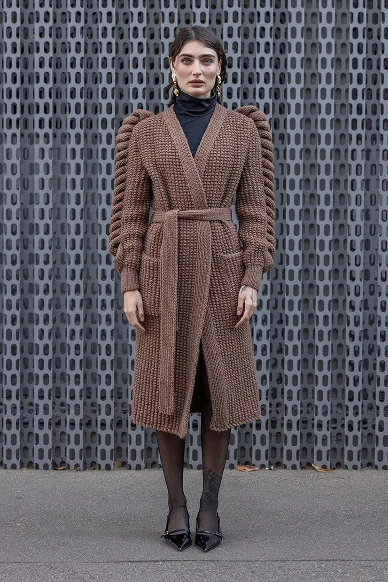 BROWN HAND KNITTED COAT