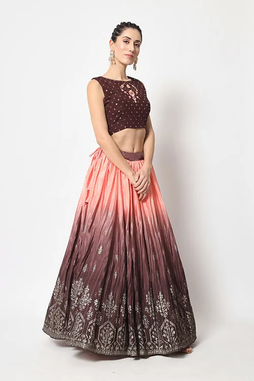 Brown Printed Work Ethnic Lehenga Choli Collection