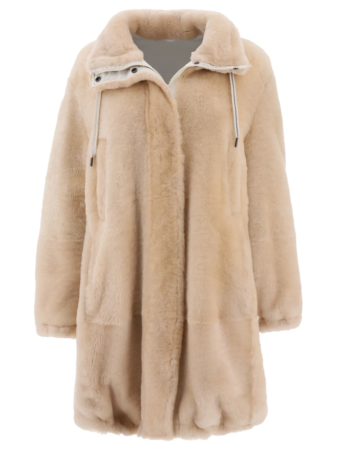 Brunello Cucinelli Shearling Zip-Up Coat