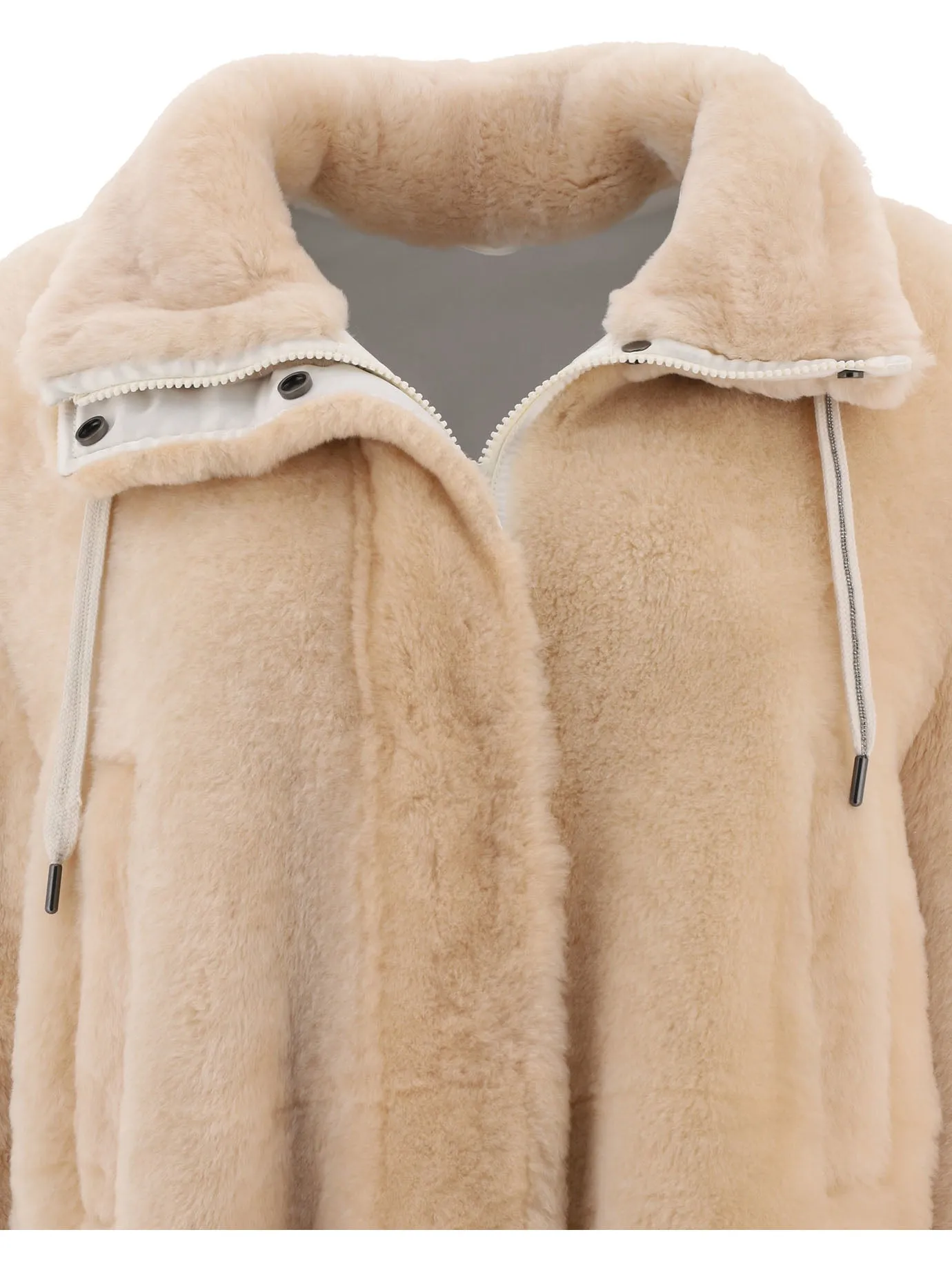 Brunello Cucinelli Shearling Zip-Up Coat