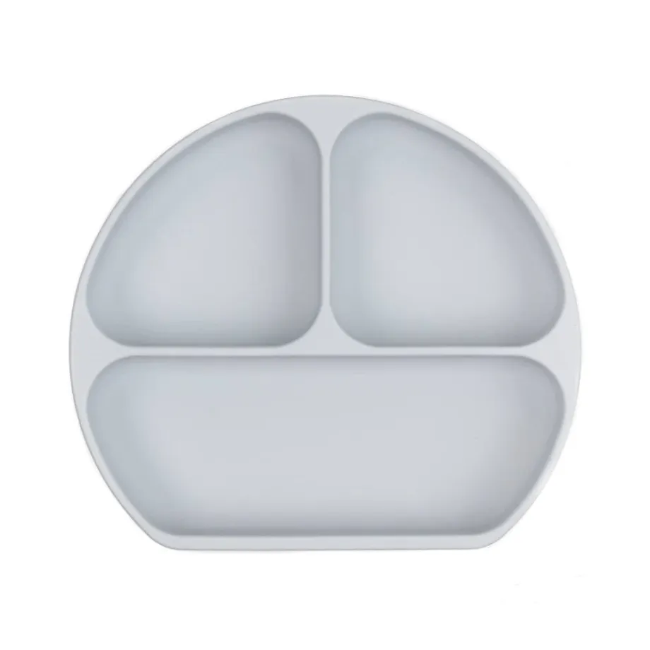 Bumkins Silicone Grip Dish | Grey with LID