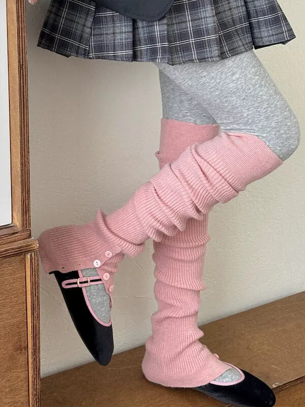 Button slit over-knee leg warmers