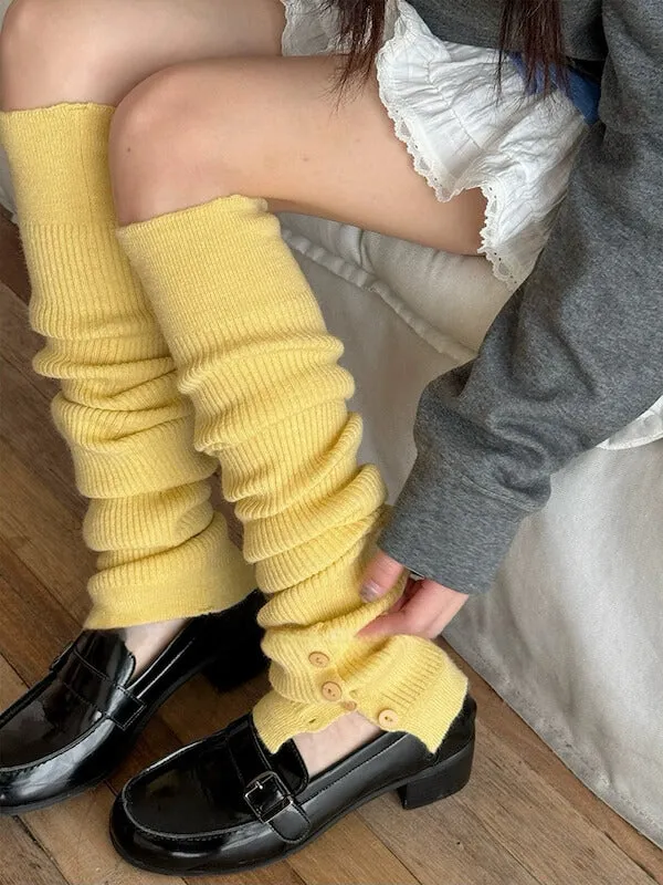 Button slit over-knee leg warmers