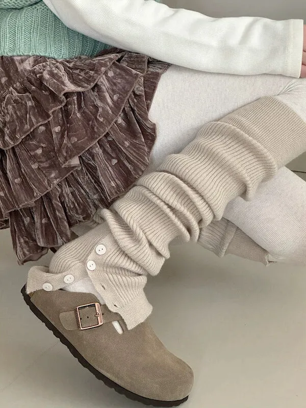 Button slit over-knee leg warmers