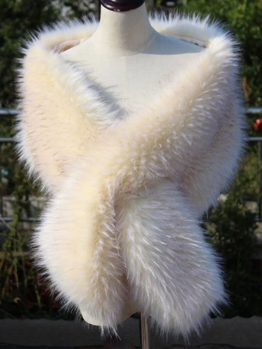 Cape Wedding Evening Dress Faux Fur Coat MSF015