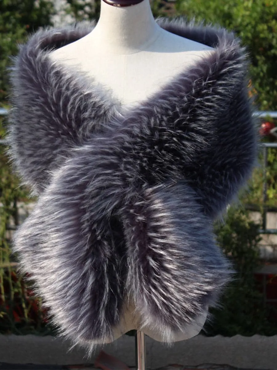 Cape Wedding Evening Dress Faux Fur Coat MSF015