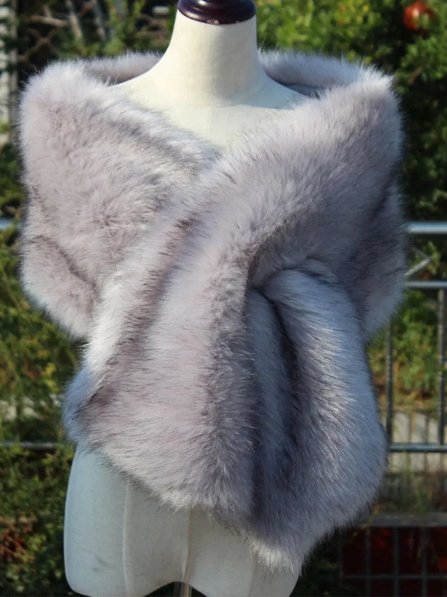 Cape Wedding Evening Dress Faux Fur Coat MSF015