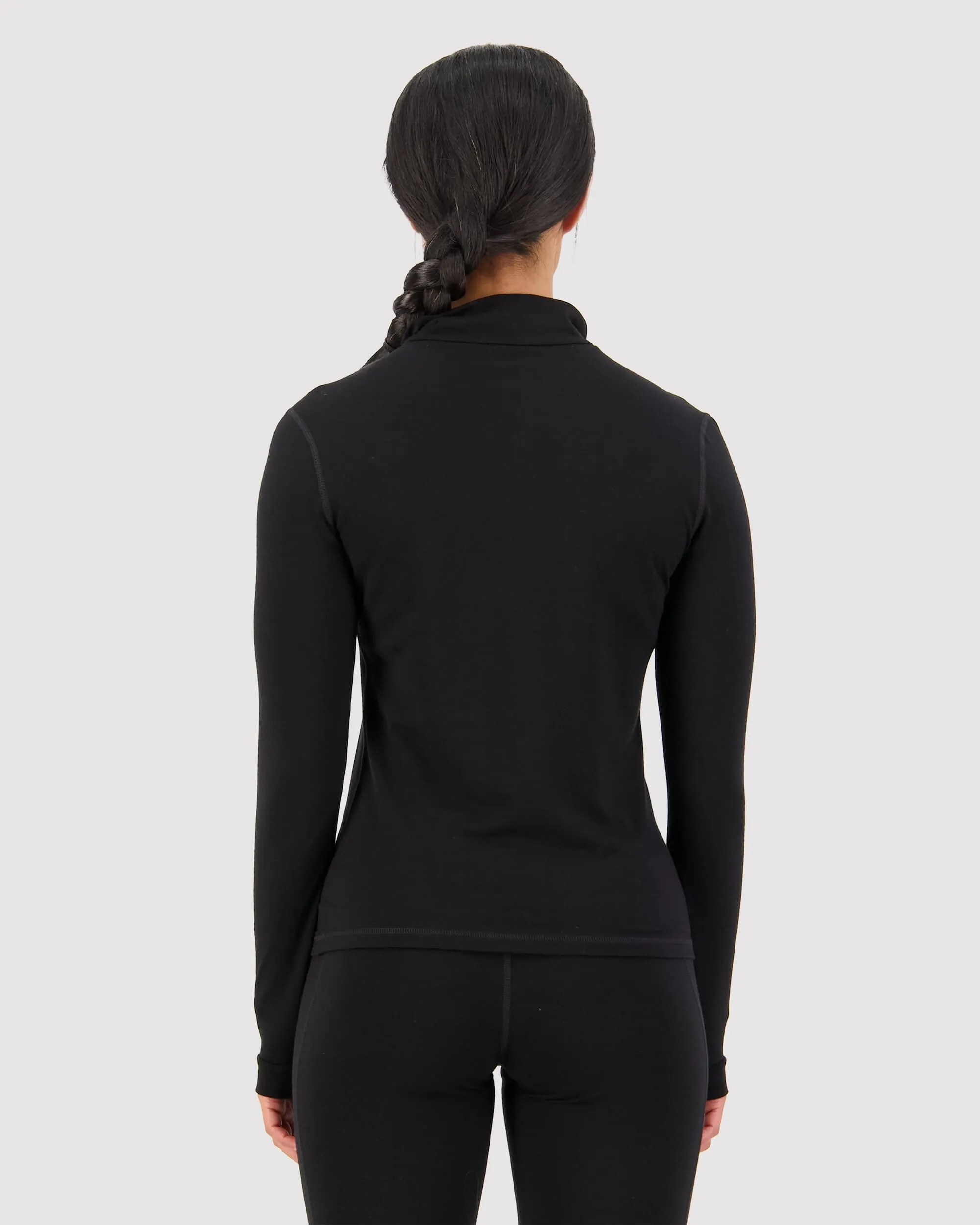 Cascade Merino Base Layer 1/4 Zip Long Sleeve - Black