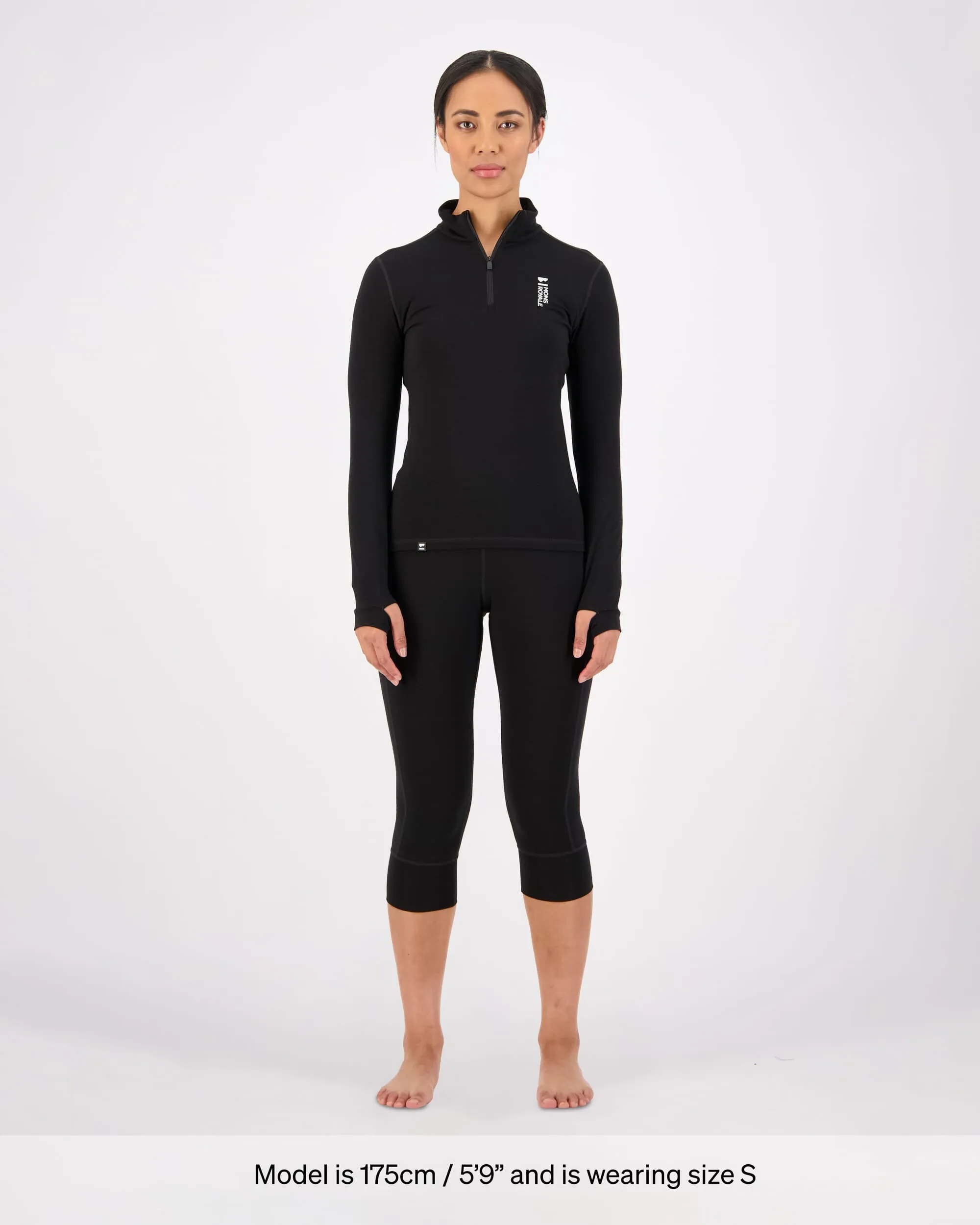 Cascade Merino Base Layer 1/4 Zip Long Sleeve - Black