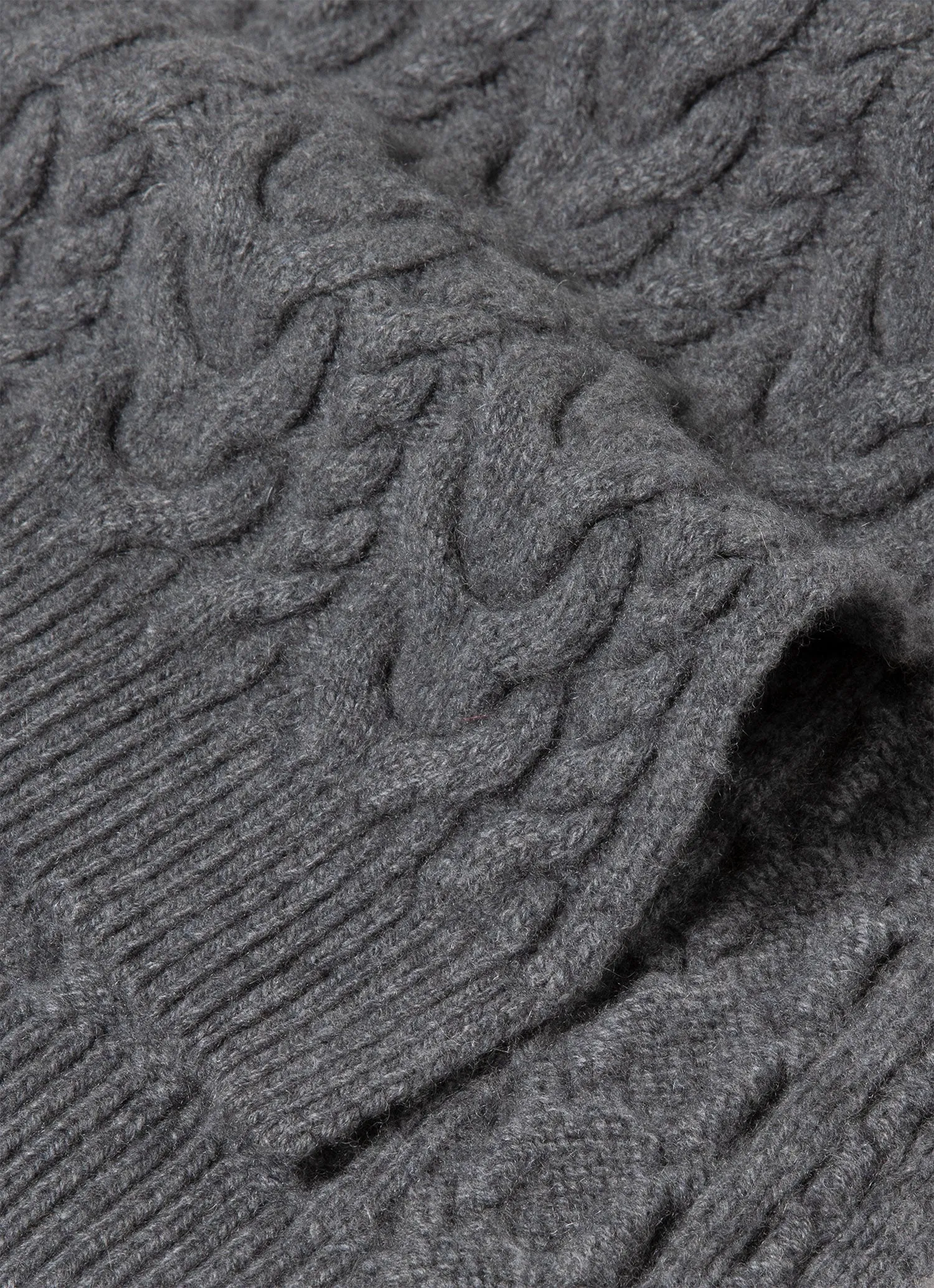 Cashmere Cable Scarf in Mid Grey Melange