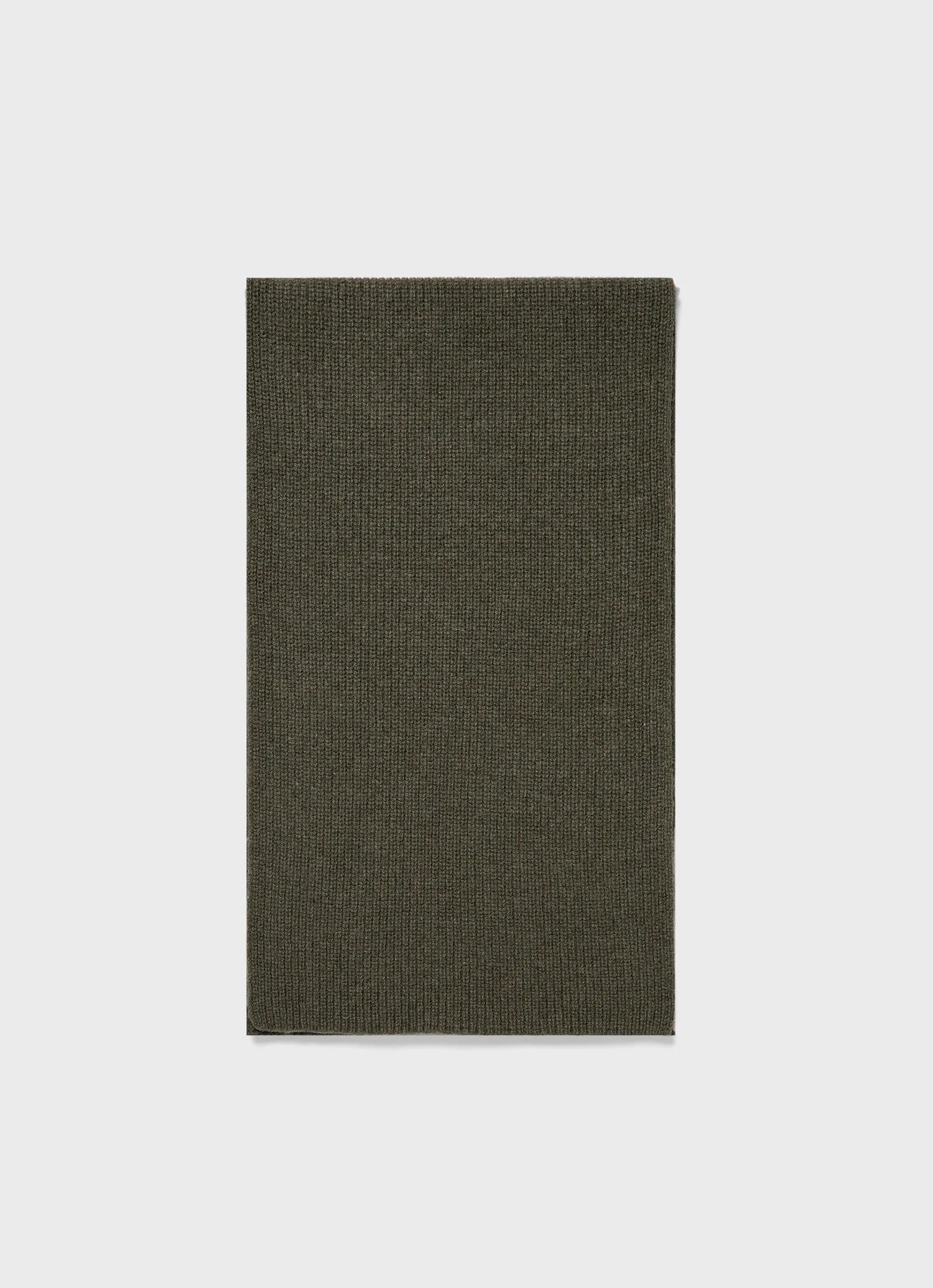 Cashmere Ribbed Scarf in Khaki