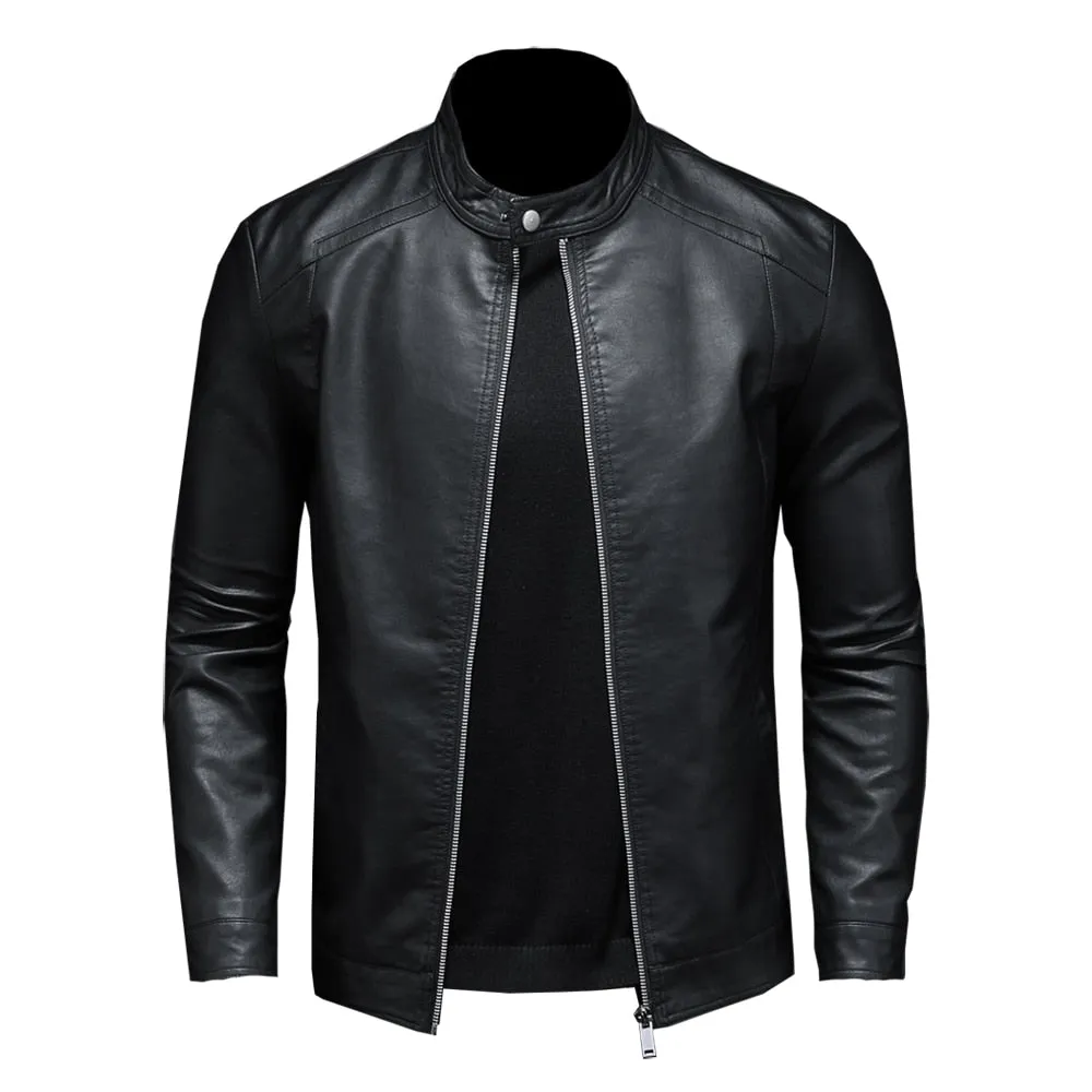 Casual Men's Leather Slim Jacket