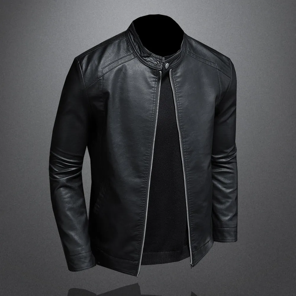 Casual Men's Leather Slim Jacket