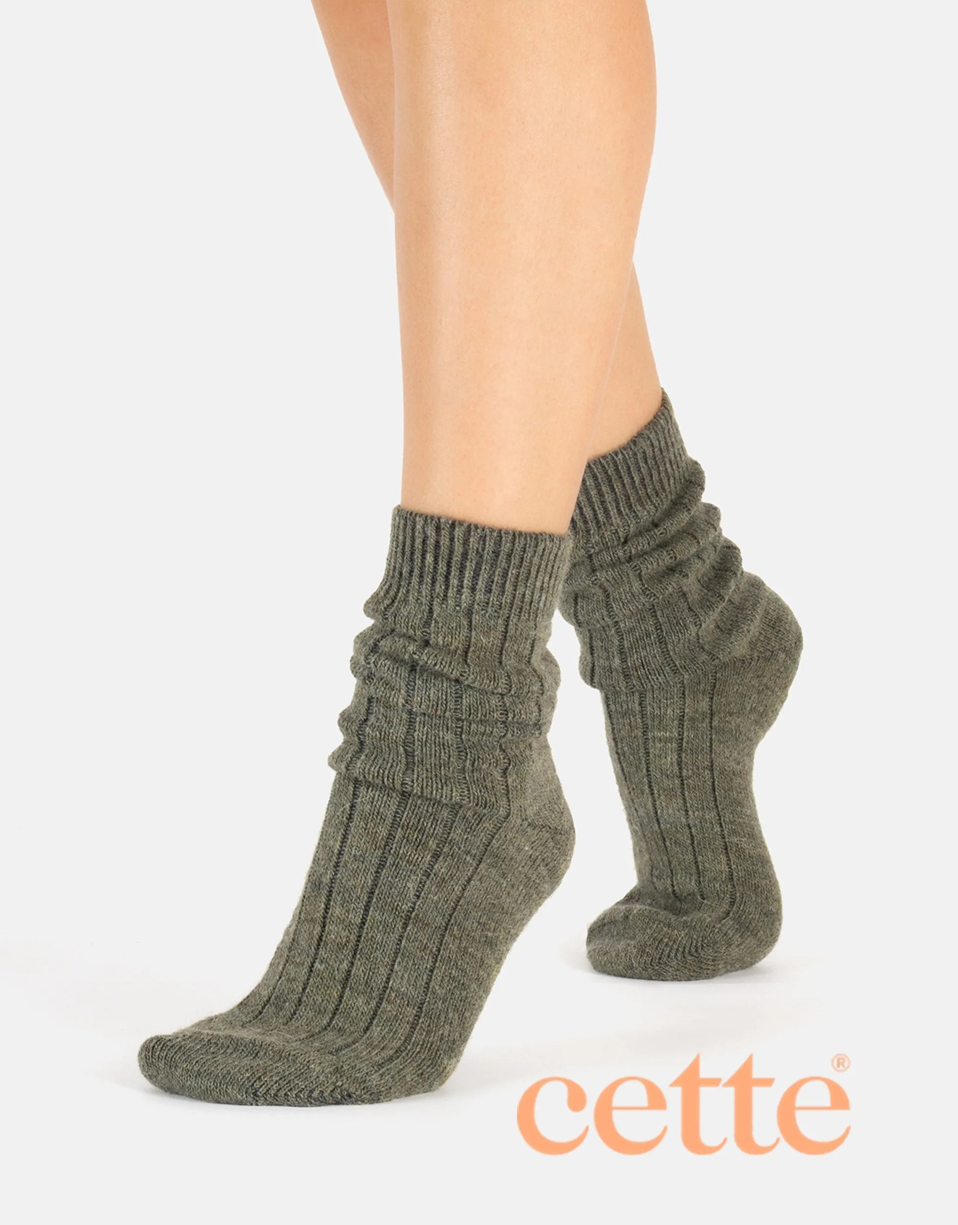 Cette Alpaca Wool Ribbed Sock 260-12 Sage Green