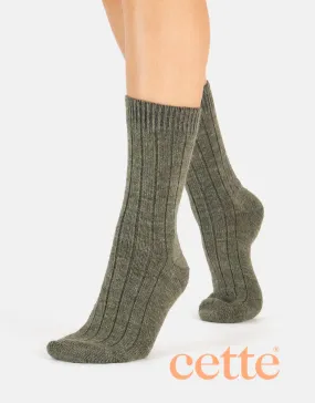 Cette Alpaca Wool Ribbed Sock 260-12 Sage Green