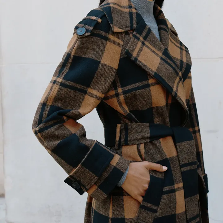 Check Wrap Coat