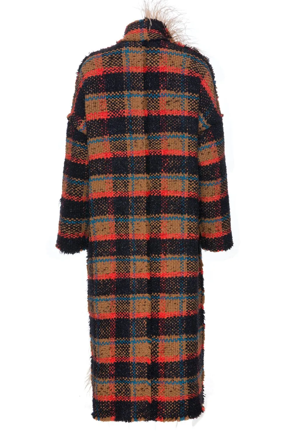 CHECKED OVERSIZE WOOL AND MOHAIR-BLEND COAT