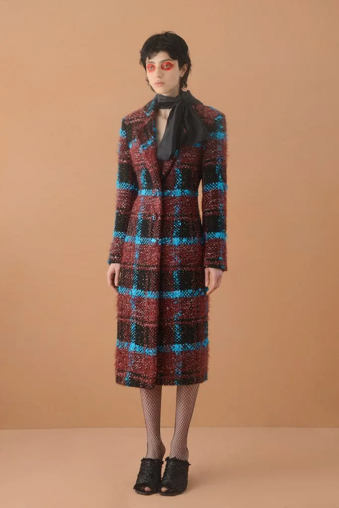 CHECKED WOOL AND MOHAIR-BLEND COAT