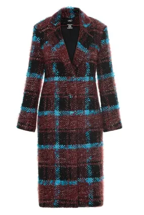 CHECKED WOOL AND MOHAIR-BLEND COAT