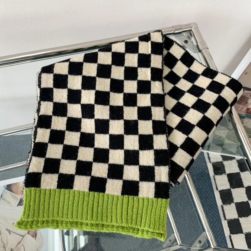 Checkered Colorful Aesthetic Knit Soft Scarf